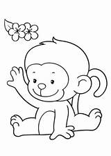 Monkey Coloring Cute Pages Outline Drawing Baby Easy Kids Printable Drawings Small Print Step Animals Getdrawings Split Doing Paintingvalley Parentune sketch template