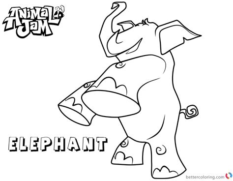 animal jam coloring pages elephant  printable coloring pages