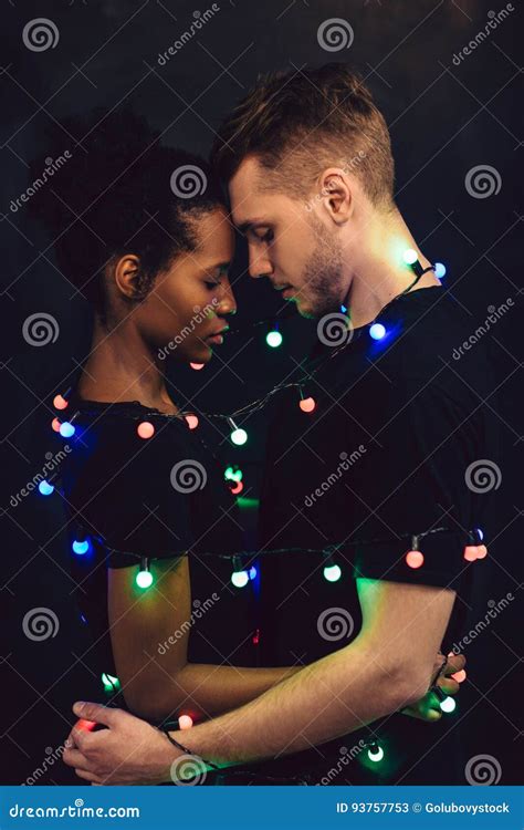 Interracial Couple Tied Togetherness And Tender Stock Image Image Of
