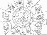 Gravity Falls Coloring Pages Symbols Printable Character Wheel Characters Timely Print Cipher Book Deviantart Popular sketch template