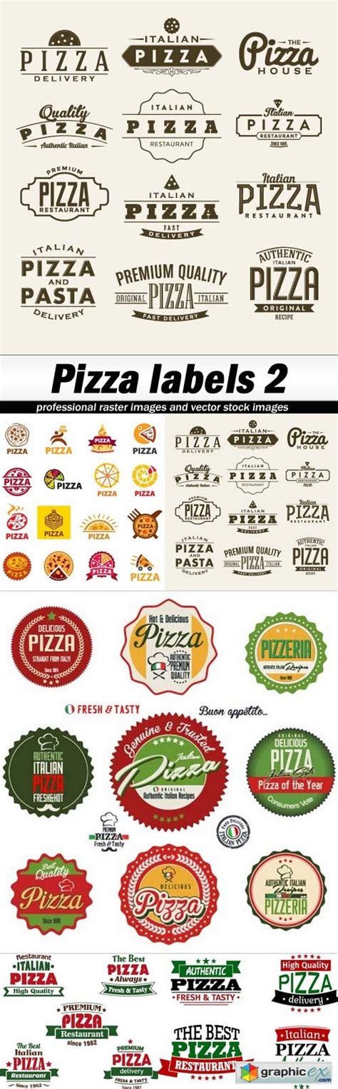 pizza labels    vector stock image photoshop icon
