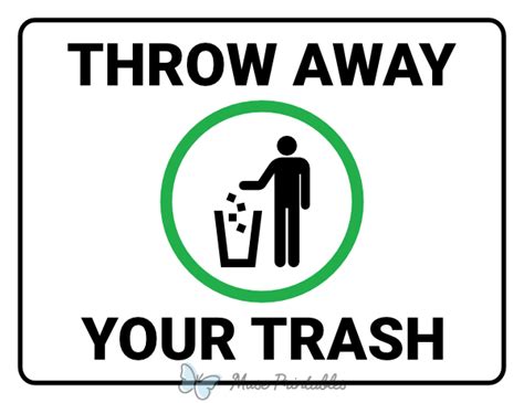printable throw   trash sign