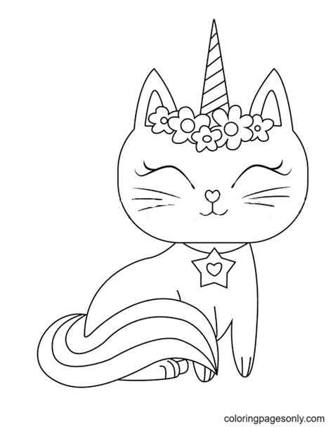 cute  unicorn cat coloring page cat coloring page page  kids