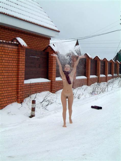 teen blonde in red scarf posing in snow outdoors russian sexy girls