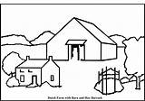 Farm Drawing Coloring Barn Pages House Simple Scene Printable Bale Hay Line Easy Draw Farmhouse Farming Scenes Background Clipart Buildings sketch template