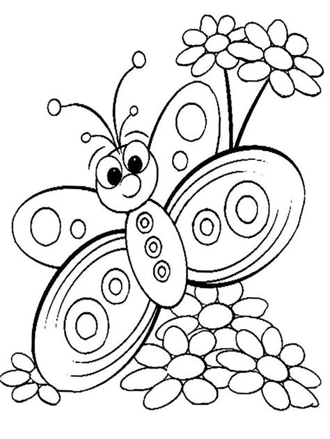 butterfly  flower coloring pages  kids butterfly coloring page