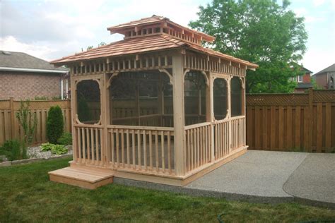 ft  ft screened cedar gazebo  flamborough patio garden structures outdoor structures