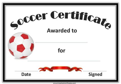 soccer award certificate template customize
