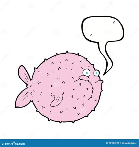 cartoon puffer fish  speech bubble stock illustration