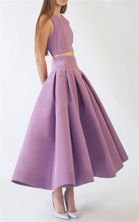 lyst katie ermilio box pleat swing skirt in purple