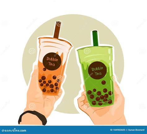 hands  holding  bubble tea cup cartoon vector cartoondealer