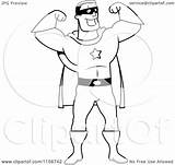 Hero Super Clipart Arms Flexing Cartoon Both Coloring Vector Outlined Cory Thoman Clip Royalty Clipartof sketch template