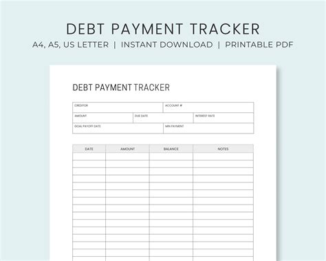 monthly budget debt payment tracker debt payment planner credit card