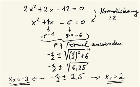 pq formel nullstellen quadratischer gleichungen berechnen