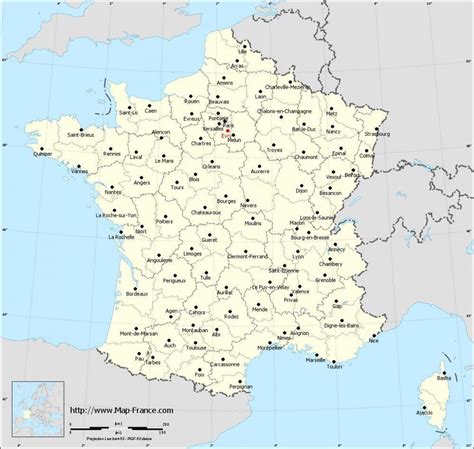 kaart van frankrijk met steden kaart van frankrijk en steden  west europa europa