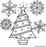 Coloring Snowflake Christmas Trees Pages Printable Print Color sketch template