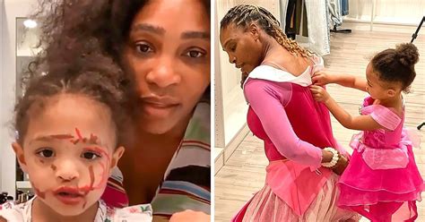pics  serena williams   daughter  show shes  tough cookie   tennis court