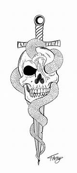 Dagger Knife Skulls Totenkopf Schlange Schädel Applikation Skizzen sketch template