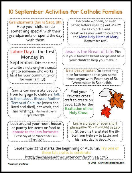september activities  catholic families  printable catholic