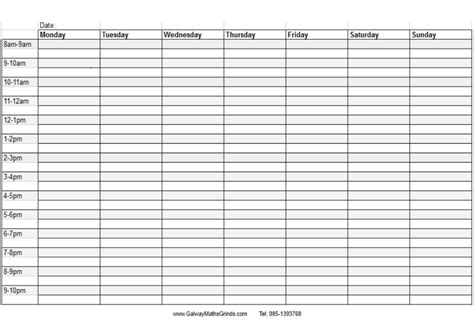 blank revision timetable template sample design templates
