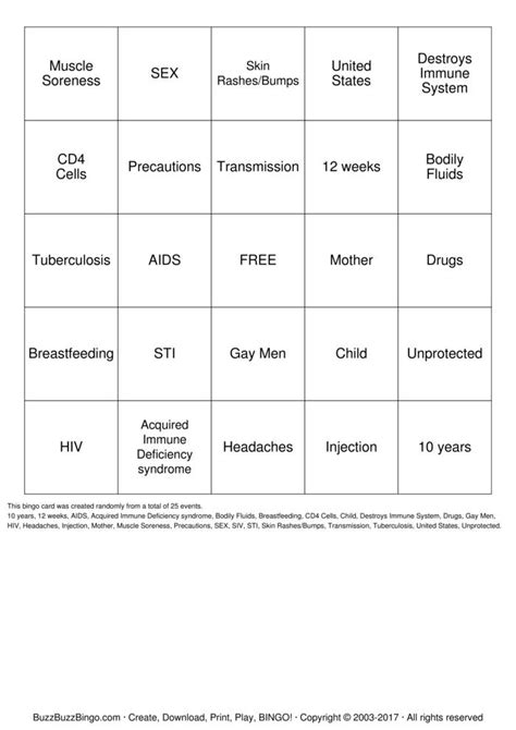 hiv aids bingo cards to download print and customize