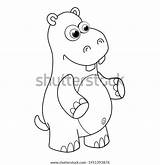 Hippopotamus Colorless sketch template