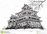 Castle Japanese Japan Drawing Sketch Clipart Kumamoto Famous Hand Castel Building Old Stock Clipground Shutterstock Illustration Vector sketch template