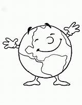 Earth Coloring Pages Recycling Smiling sketch template