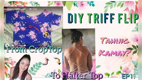 Diy Thriff Flip Crop Top To Halter Top By Moms Life Youtube