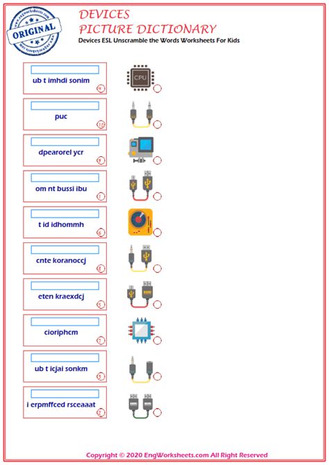 devices printable english esl vocabulary worksheets  engworksheets