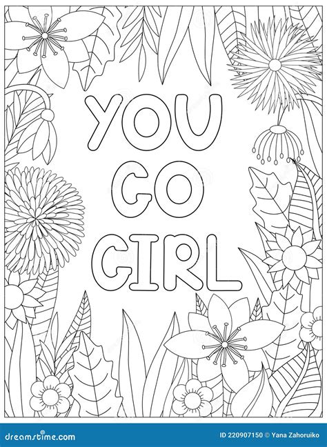 you go girl coloring page stock vector illustration of motivation