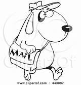 Mail Dog Clip Cartoon Postal Carrying Worker Outline Bag Toonaday Illustration Royalty Rf Happy Man Post Line 2021 sketch template