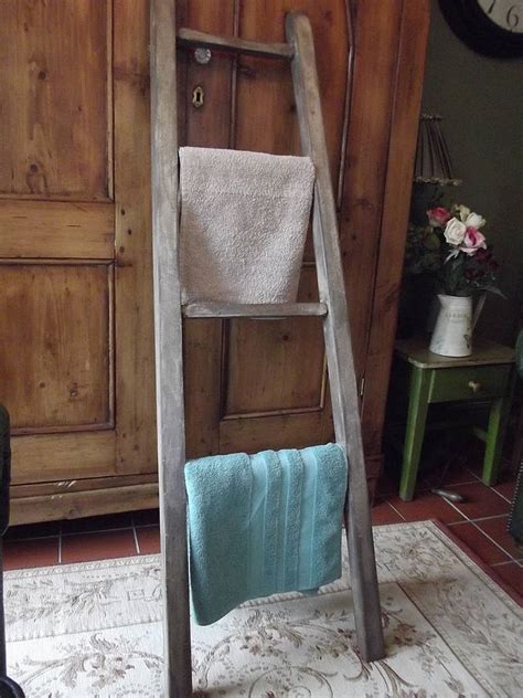 reclaimed wooden towel ladder  woods vintage home