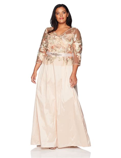 adrianna papell womens floral embroidered long dress with