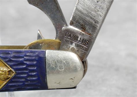 vintage camillus cub scouts blue jigged utility pocket knife