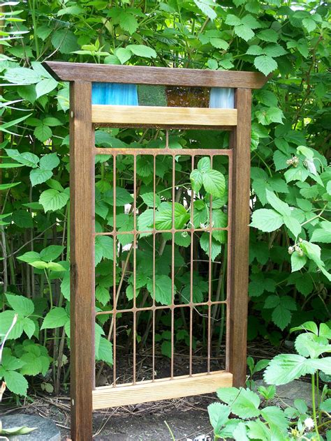 Garden Decor Garden Screen With Stained Glass Accent Hand