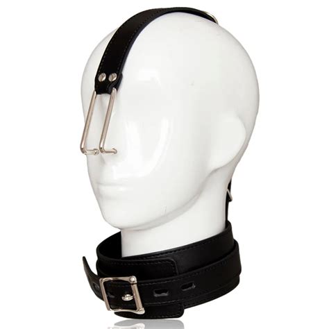 fetish metal nose hook leather collar neck harness headgear bondage