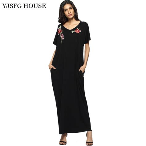 yjsfg house plus size women clothing 2017 summer black v neck flower