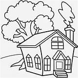 Coloring Pages House Tree Kids sketch template