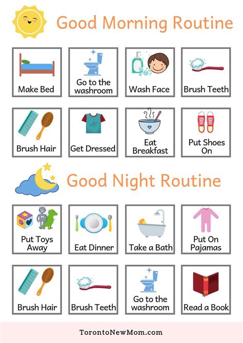 morning  evening routines chart    kids routine
