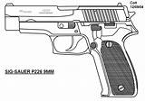 Pistol Sig Sauer 9mm P226 Sketch Larger sketch template