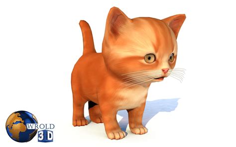 Animated Cat Cute Kitten Lowpoly Rigged 3d Model