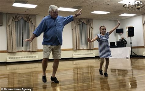 grandfather tap dances with his granddaughter after she asked him to be her partner for a