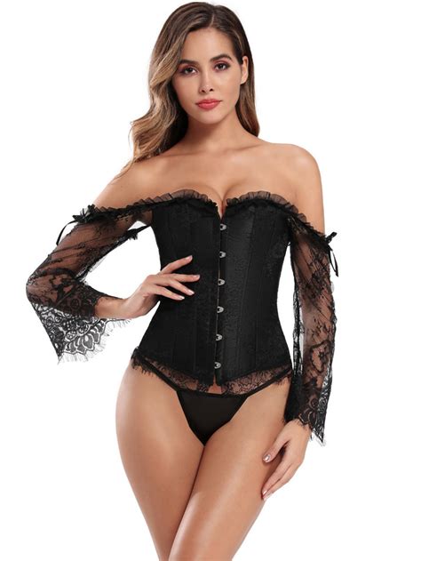lace trim sexy corset black wholesale lingerie sexy