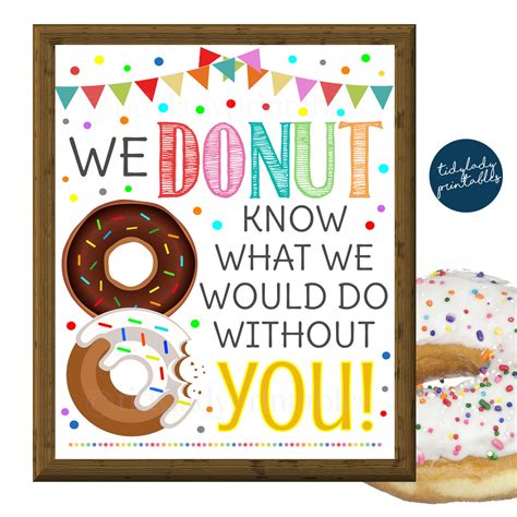 donut teacher appreciation week printable breakfast sign tidylady
