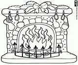 Fireplace Christmas Coloring Pages Printable Decorations Fire Decoration Drawing Getdrawings sketch template