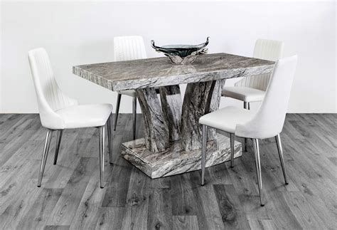 dt marble effect dining table set furniture fleet