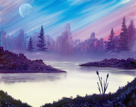 Moonrise Morning Landscape Paintings Painting Canvas