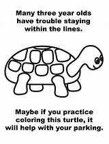 Parking Turtle Coloring Stay Lines Within Ticket Practice Bad Staying Pages Line Help Note Template Trouble Three Many Year Olds sketch template