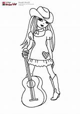 Cowgirl Coloring Pages Color Model Guitar Country Kids Pins Printable Clipart Princess Characters Aurora Sleeping Beauty Library Popular sketch template